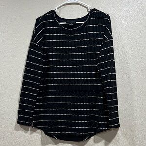 Sanctuary Striped Long-Sleeve Waffle Knit Top - Black/White